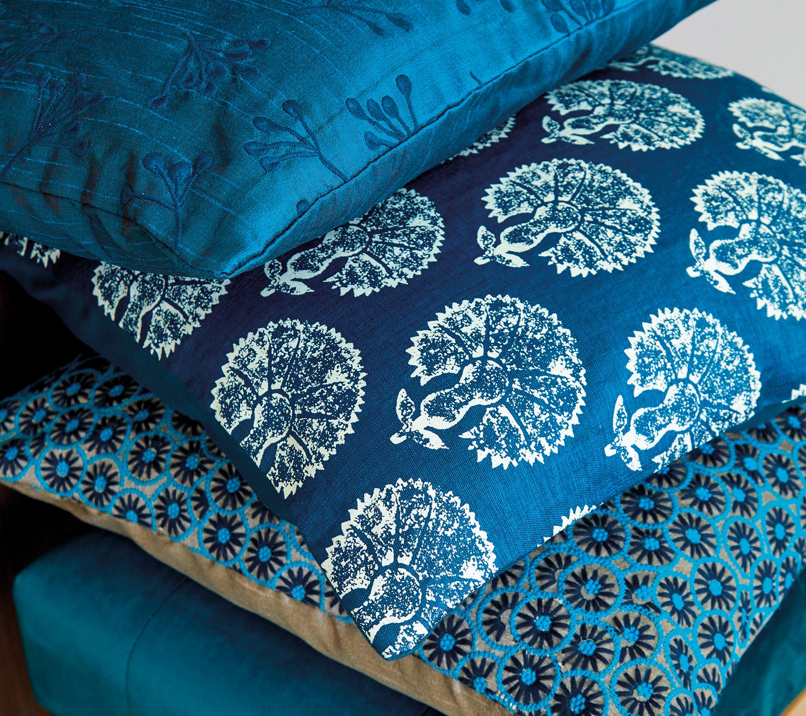 ENSEMBLE ENVELOPPE COUSSIN MARCO POLO BLEU PAON 