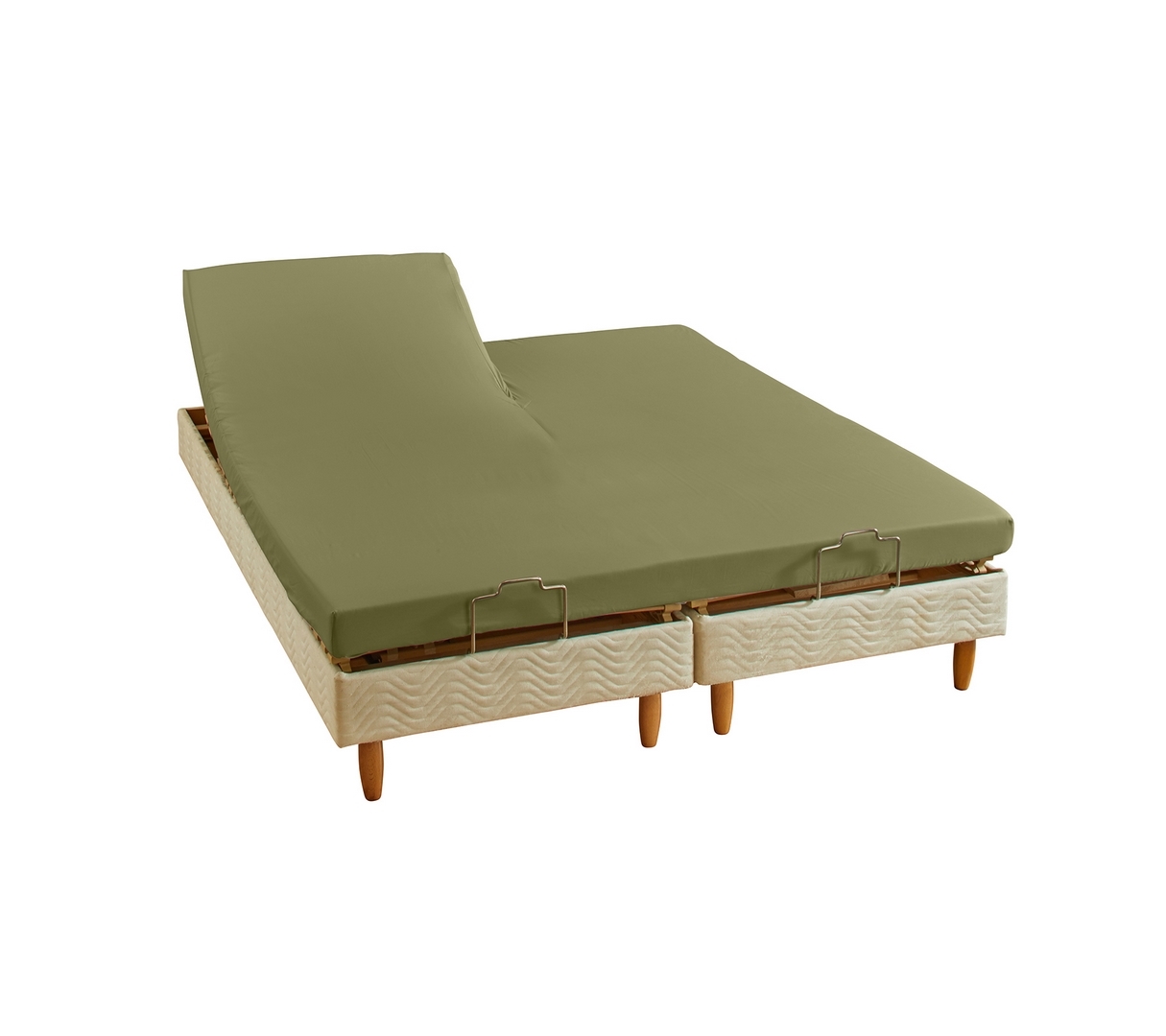 DRAP HOUSSE 2 TÊTES UNI PERCALE KAKI 