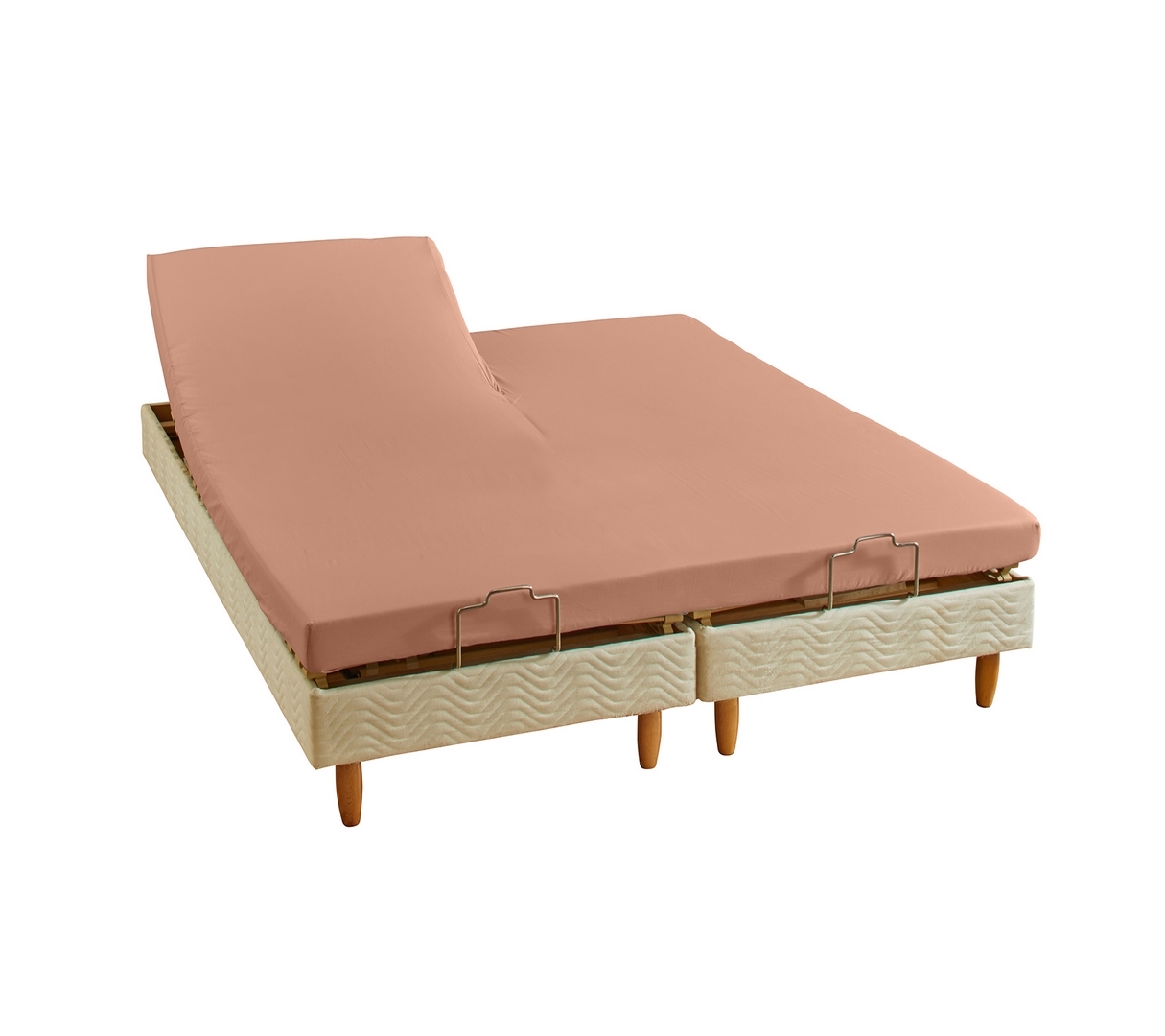 DRAP HOUSSE 2 TÊTES UNI PERCALE POUDRE 