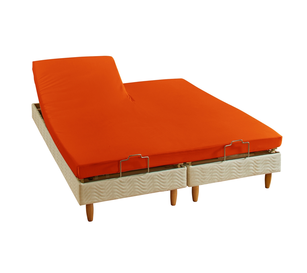 DRAP HOUSSE 2 TÊTES UNI COTON EXTENSIBLE ORANGE 