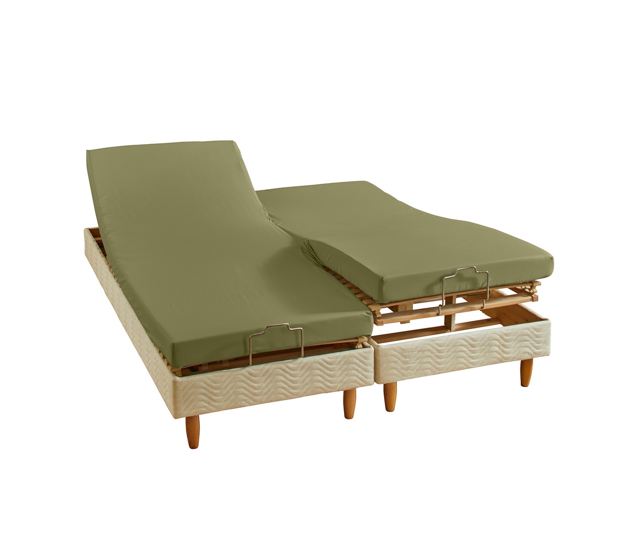 DRAP HOUSSE 4 TÊTES UNI PERCALE KAKI 