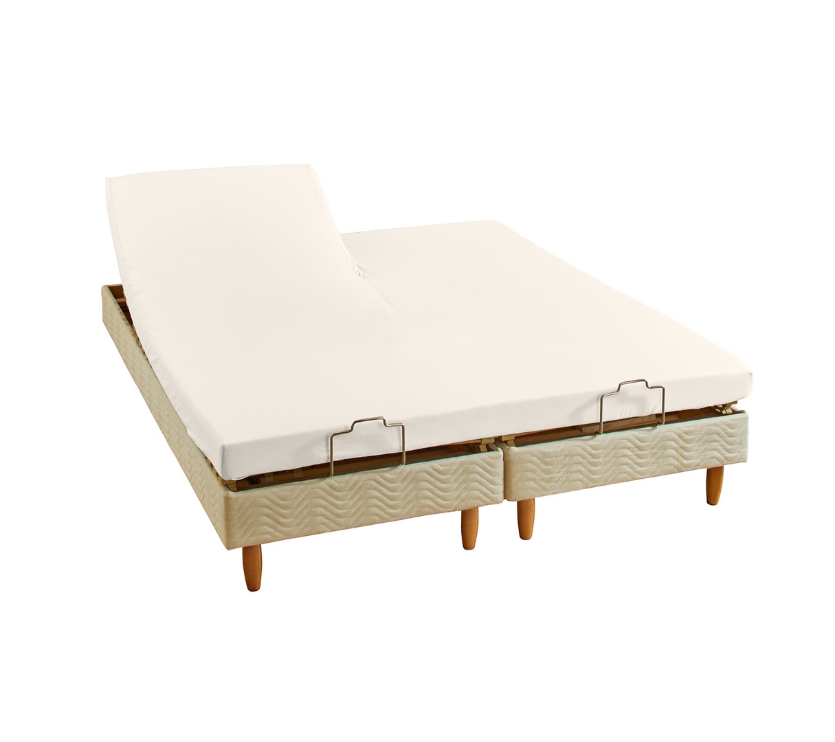 DRAP HOUSSE 2 TÊTES UNI PERCALE NOUGAT 