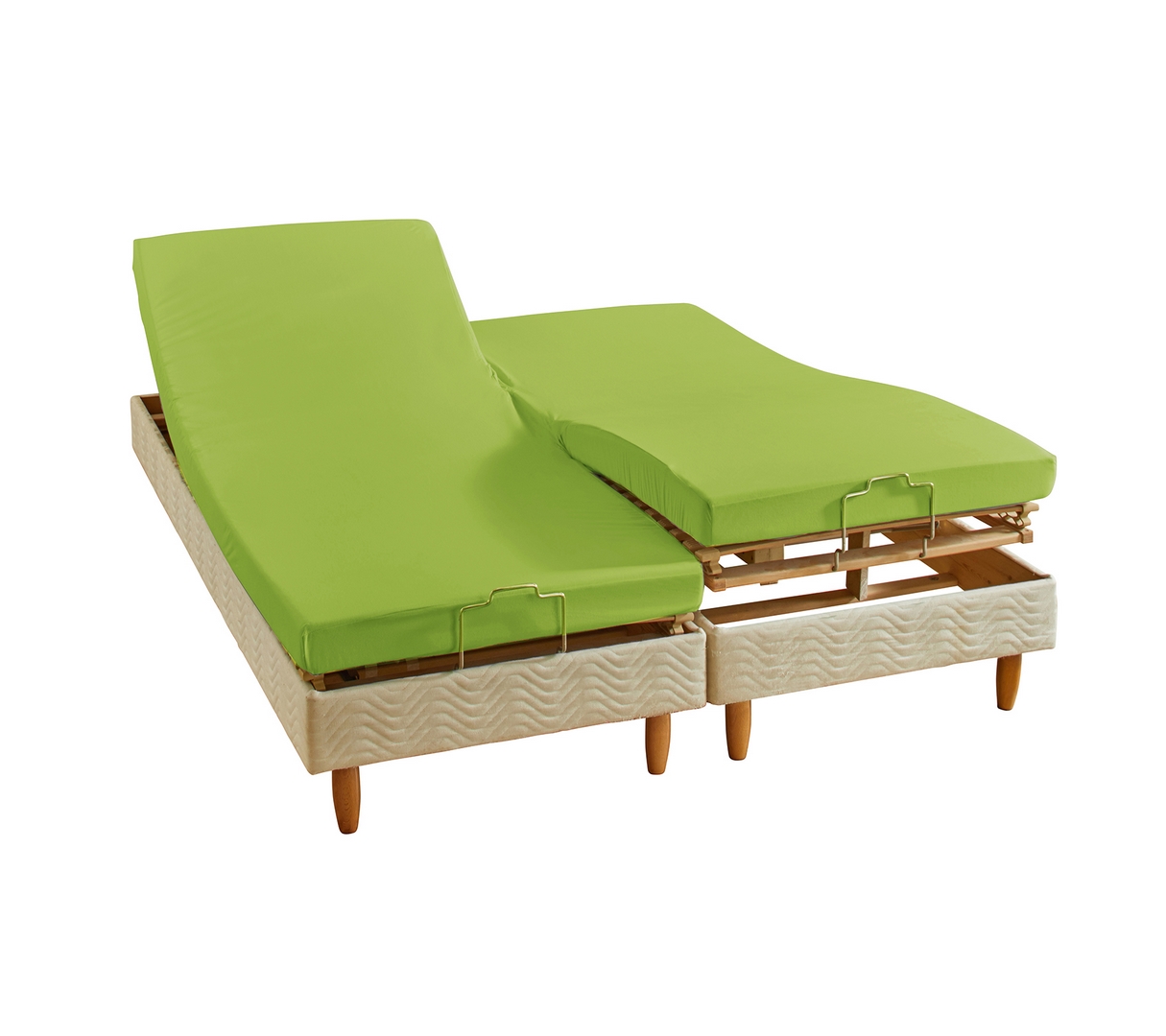 DRAP HOUSSE 4 TÊTES UNI COTON EXTENSIBLE POMME 