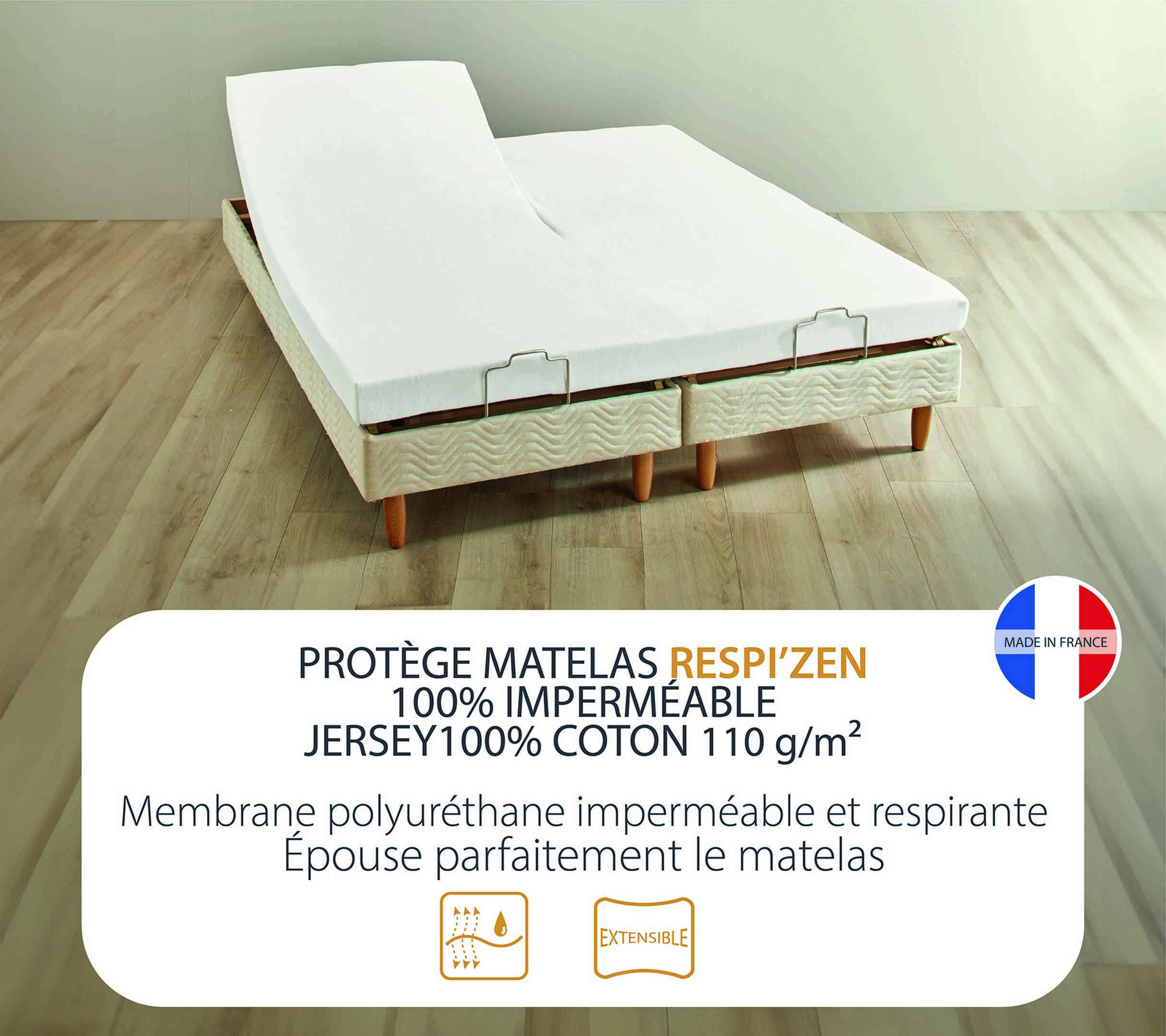 DRAP HOUSSE 2 TÊTES RESPIZEN BLANC 
