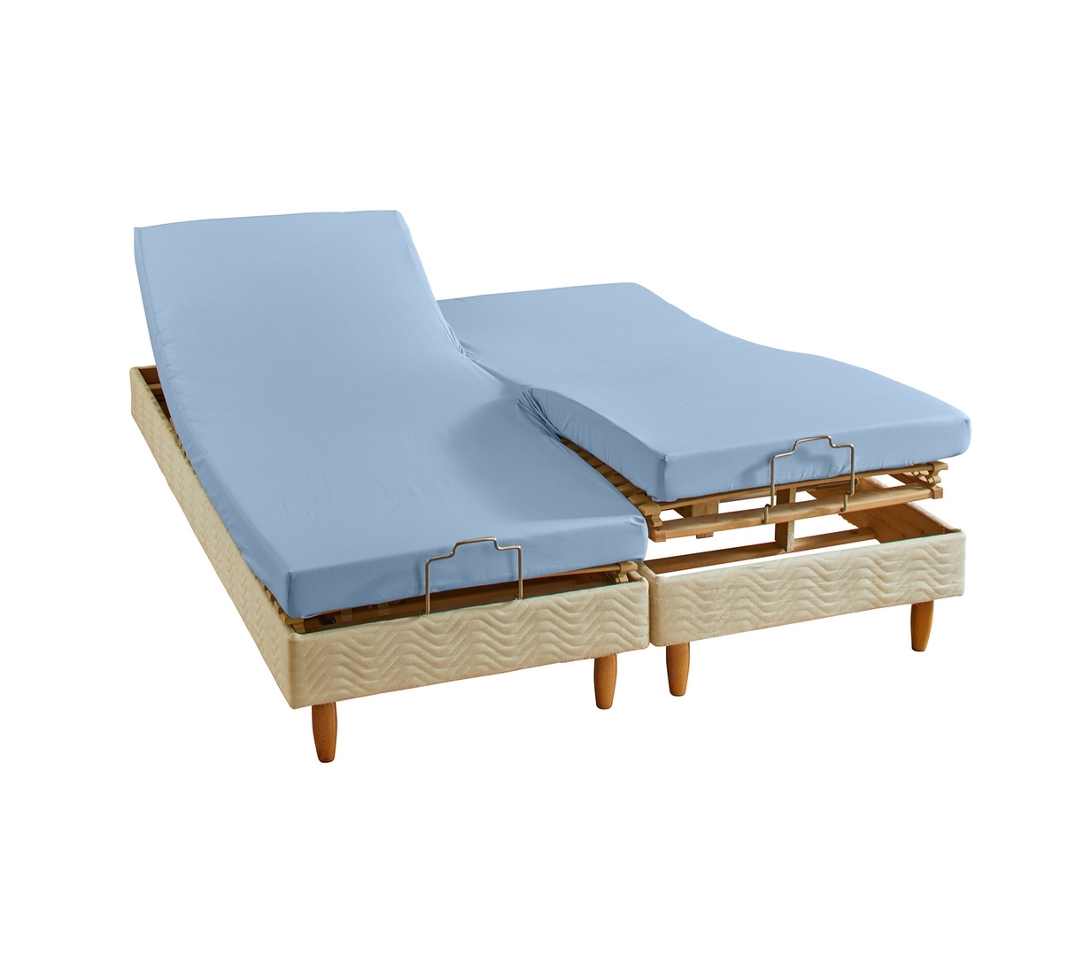 DRAP HOUSSE 4 TÊTES UNI PERCALE BLEU CIEL 