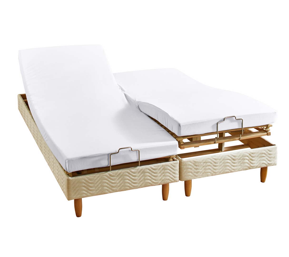 DRAP HOUSSE 4 TÊTES UNI COTON EXTENSIBLE BLANC 