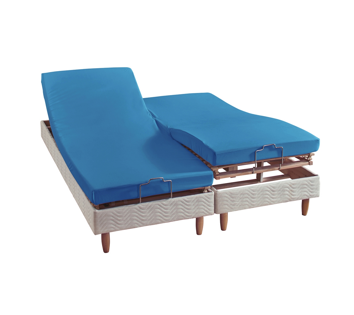 DRAP HOUSSE 4 TÊTES UNI COTON EXTENSIBLE BLEU ROYAL 