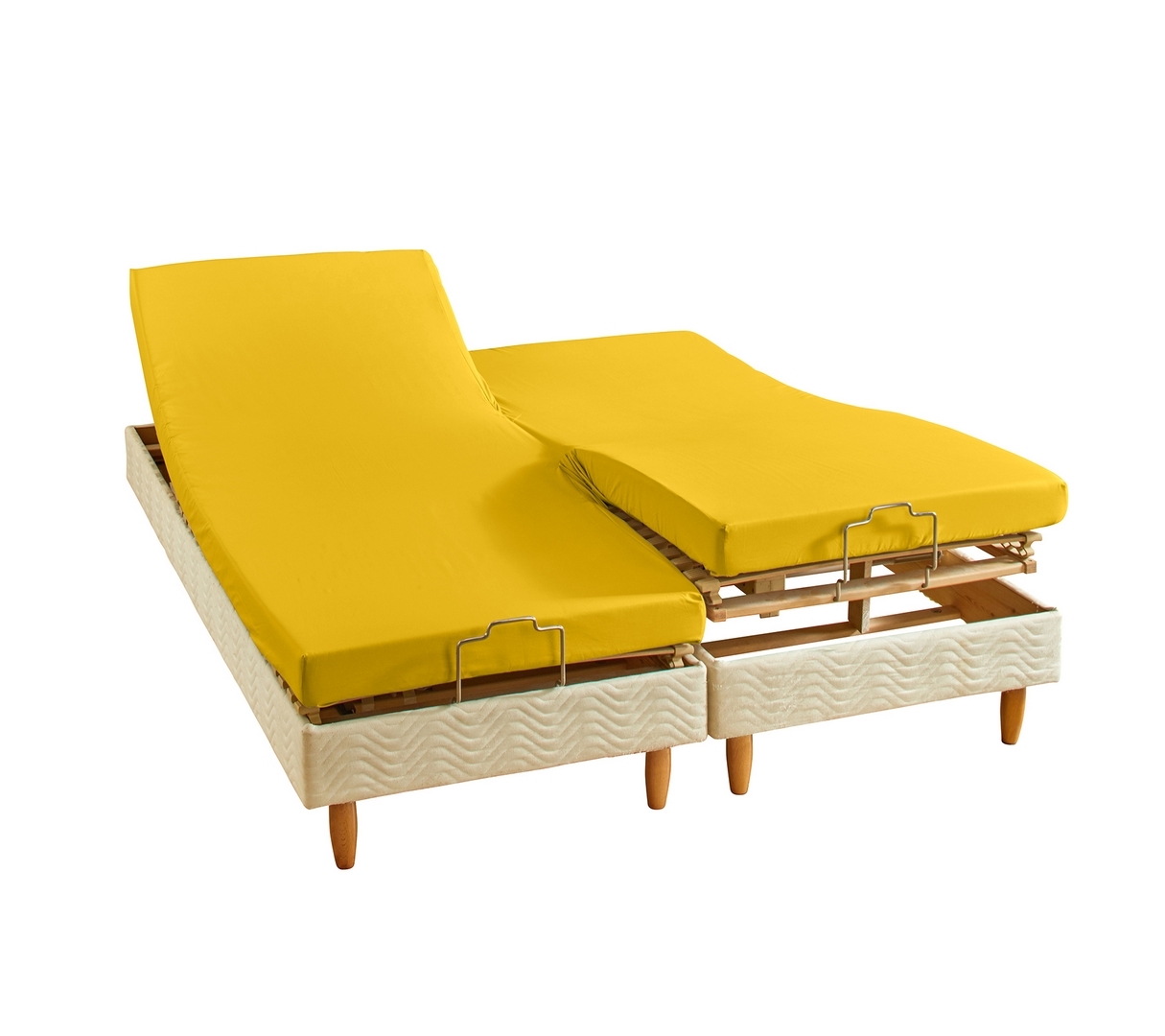DRAP HOUSSE 4 TÊTES UNI PERCALE CURRY 