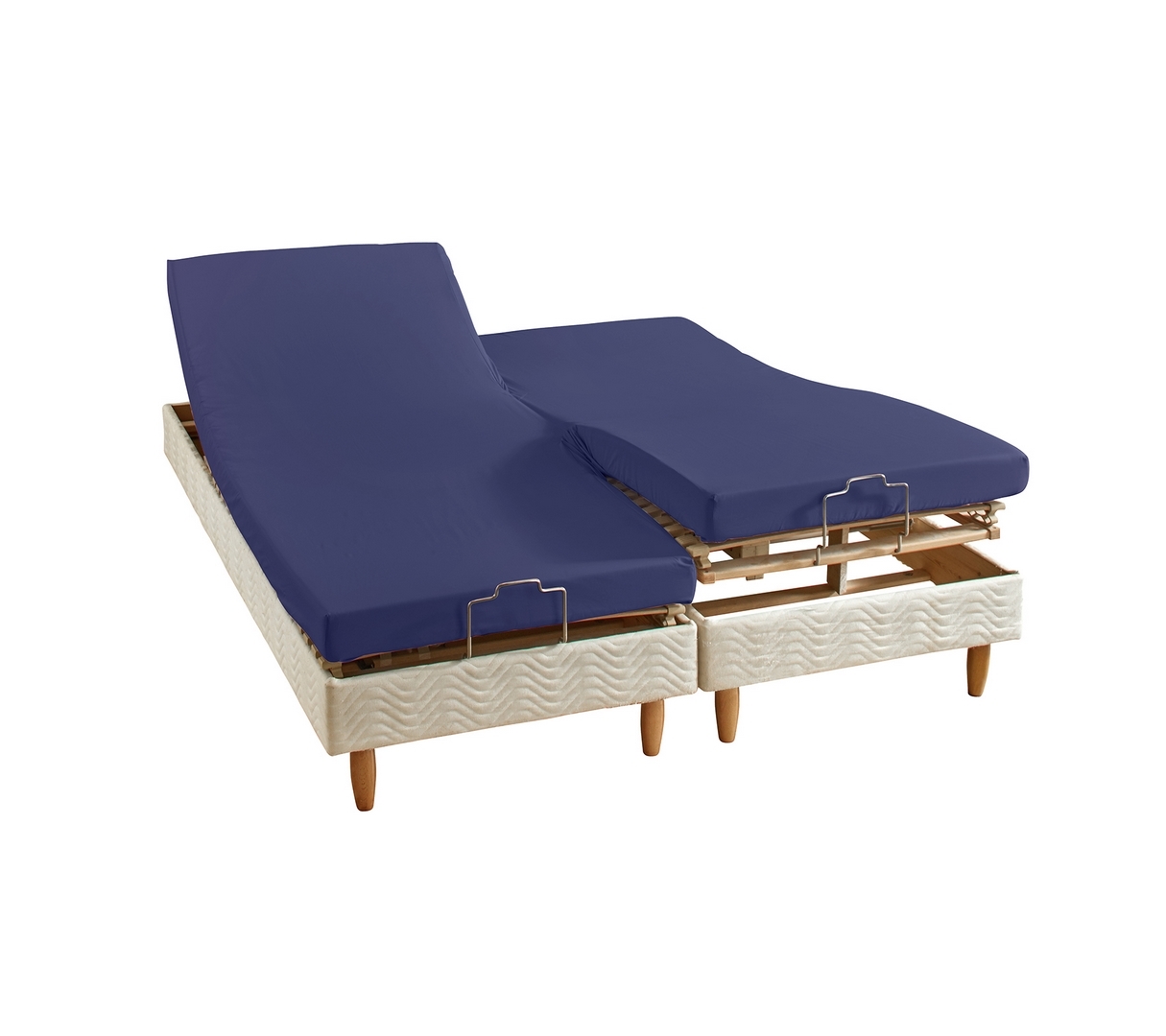 DRAP HOUSSE 4 TÊTES UNI PERCALE NAVY 