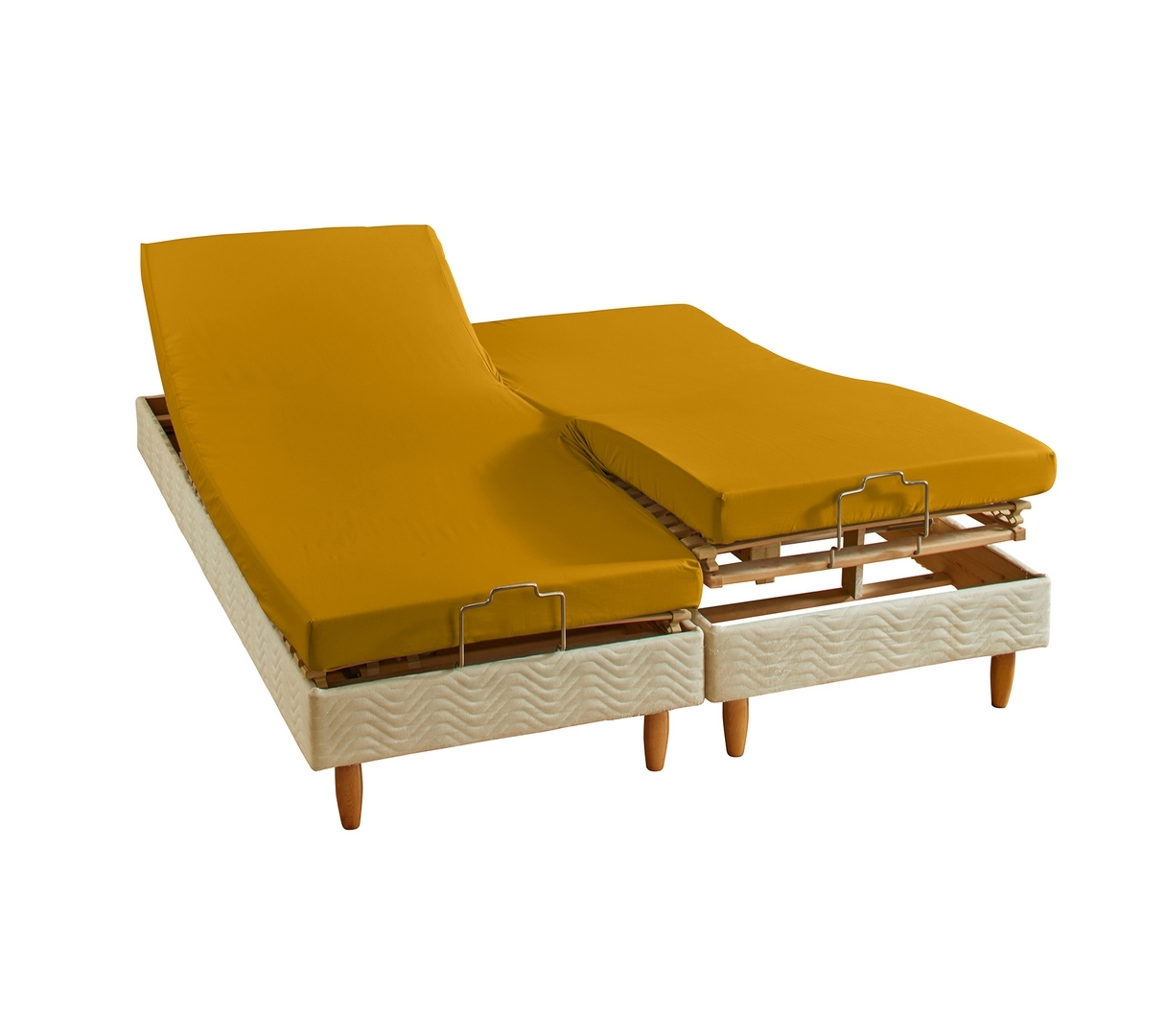 DRAP HOUSSE 4 TÊTES UNI PERCALE OCRE 