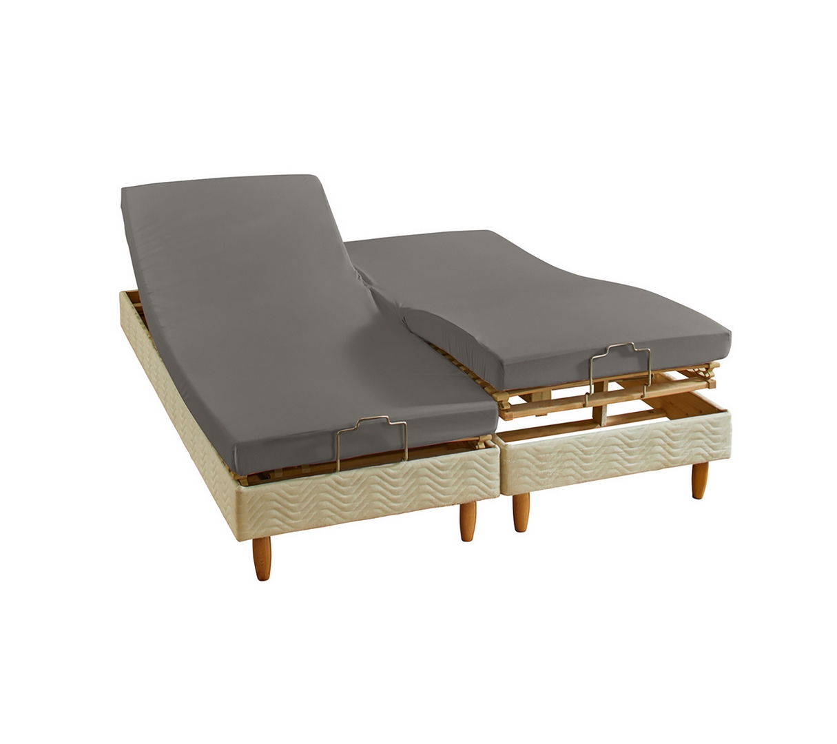DRAP HOUSSE 4 TÊTES UNI COTON EXTENSIBLE ANTHRACITE 
