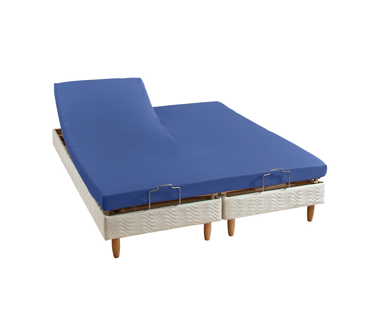 DRAP HOUSSE 2 TÊTES UNI PERCALE BLEU ROYAL 
