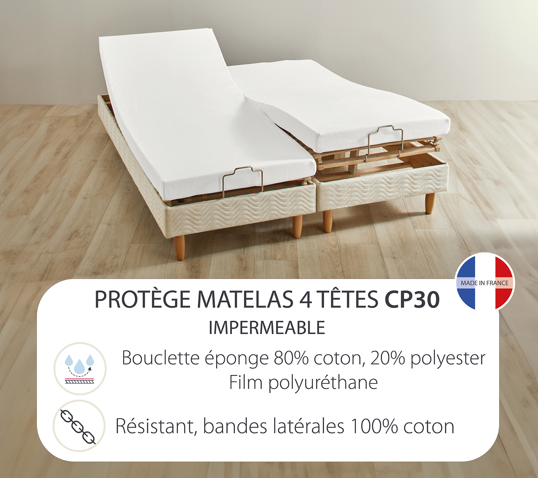 FORME HOUSSE 4 TETES UNI QUALITE CP30 BLANC 