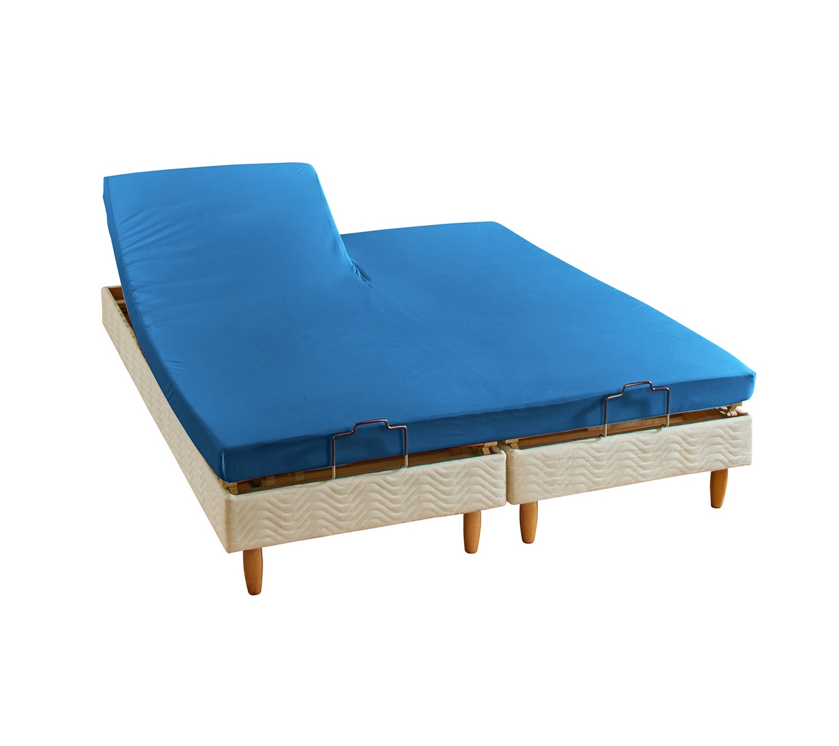 DRAP HOUSSE 2 TÊTES UNI COTON EXTENSIBLE BLEU ROYAL 