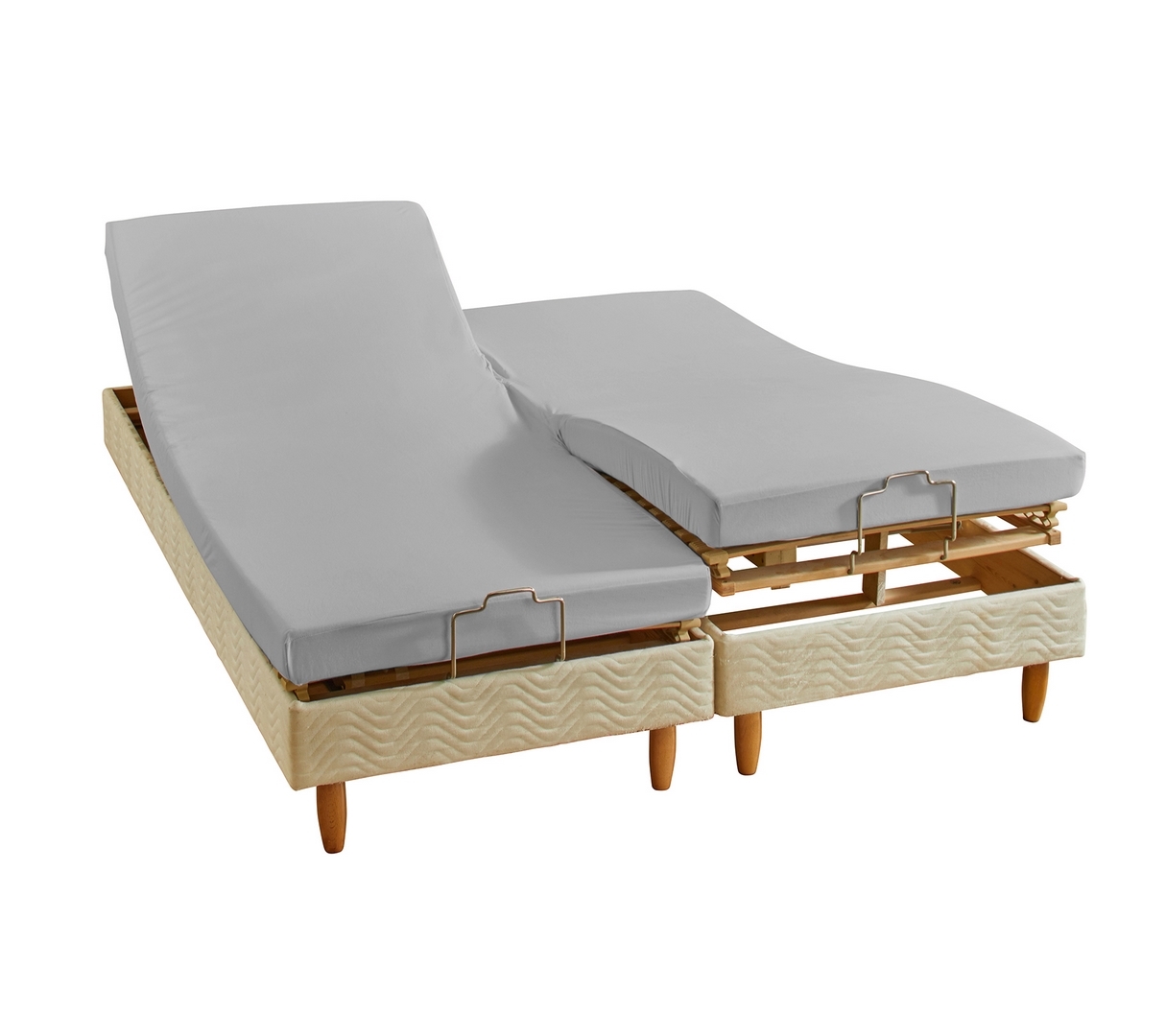 DRAP HOUSSE 4 TÊTES UNI COTON EXTENSIBLE PLATINE 