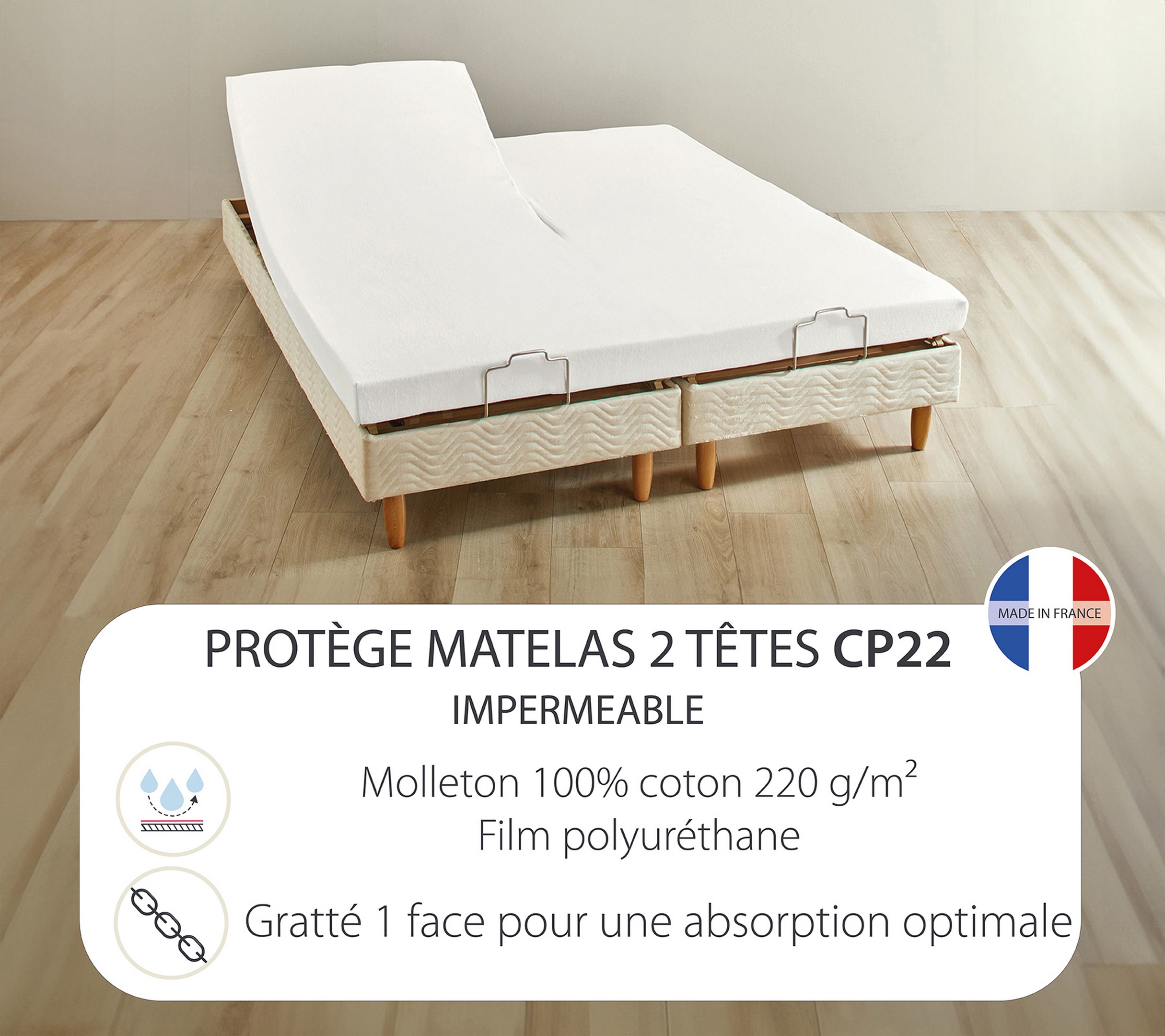 FORME HOUSSE 2 TETES UNI QUALITE CP22 BLANC 
