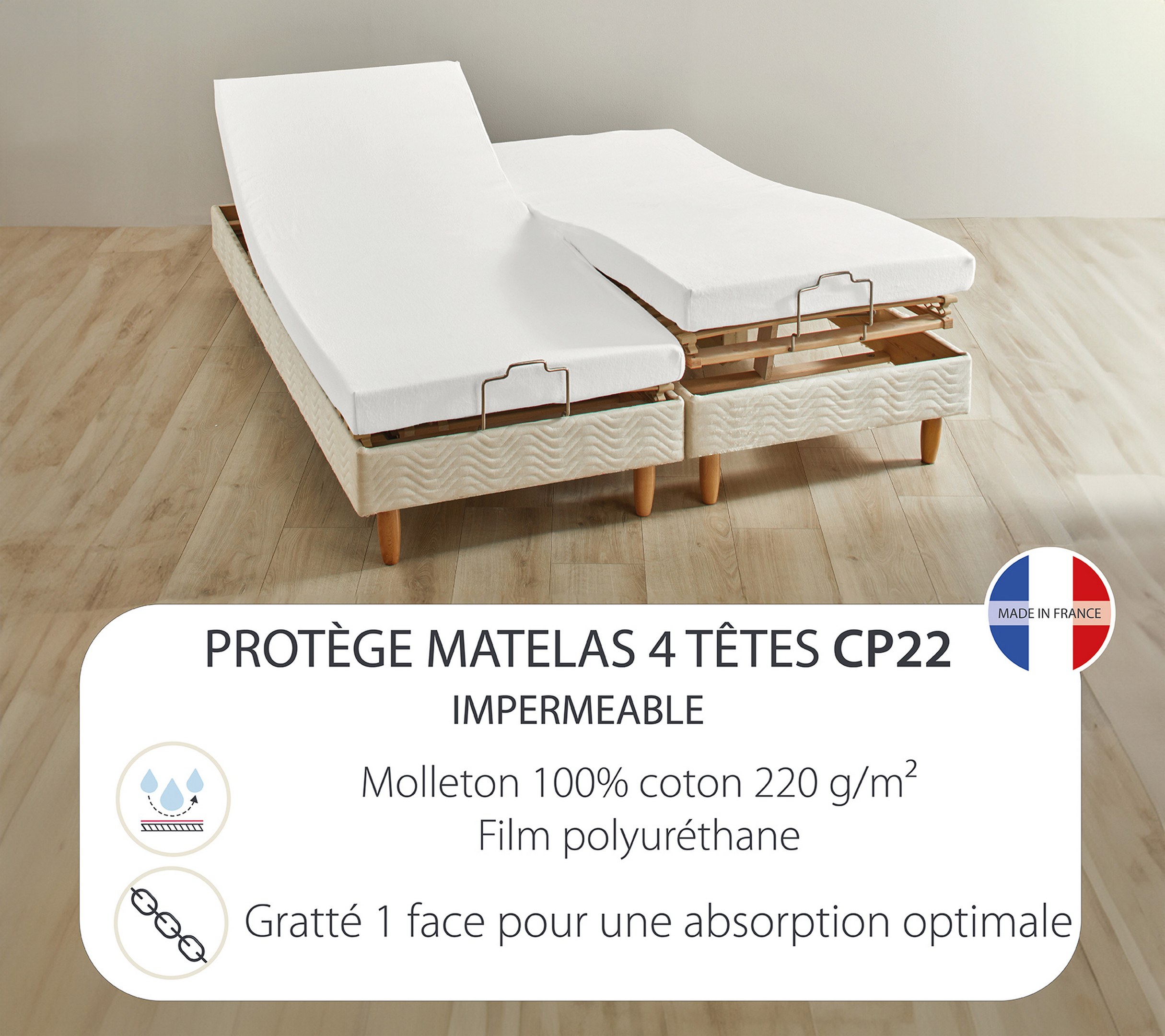 FORME HOUSSE 4 TETES UNI QUALITE CP22 BLANC 
