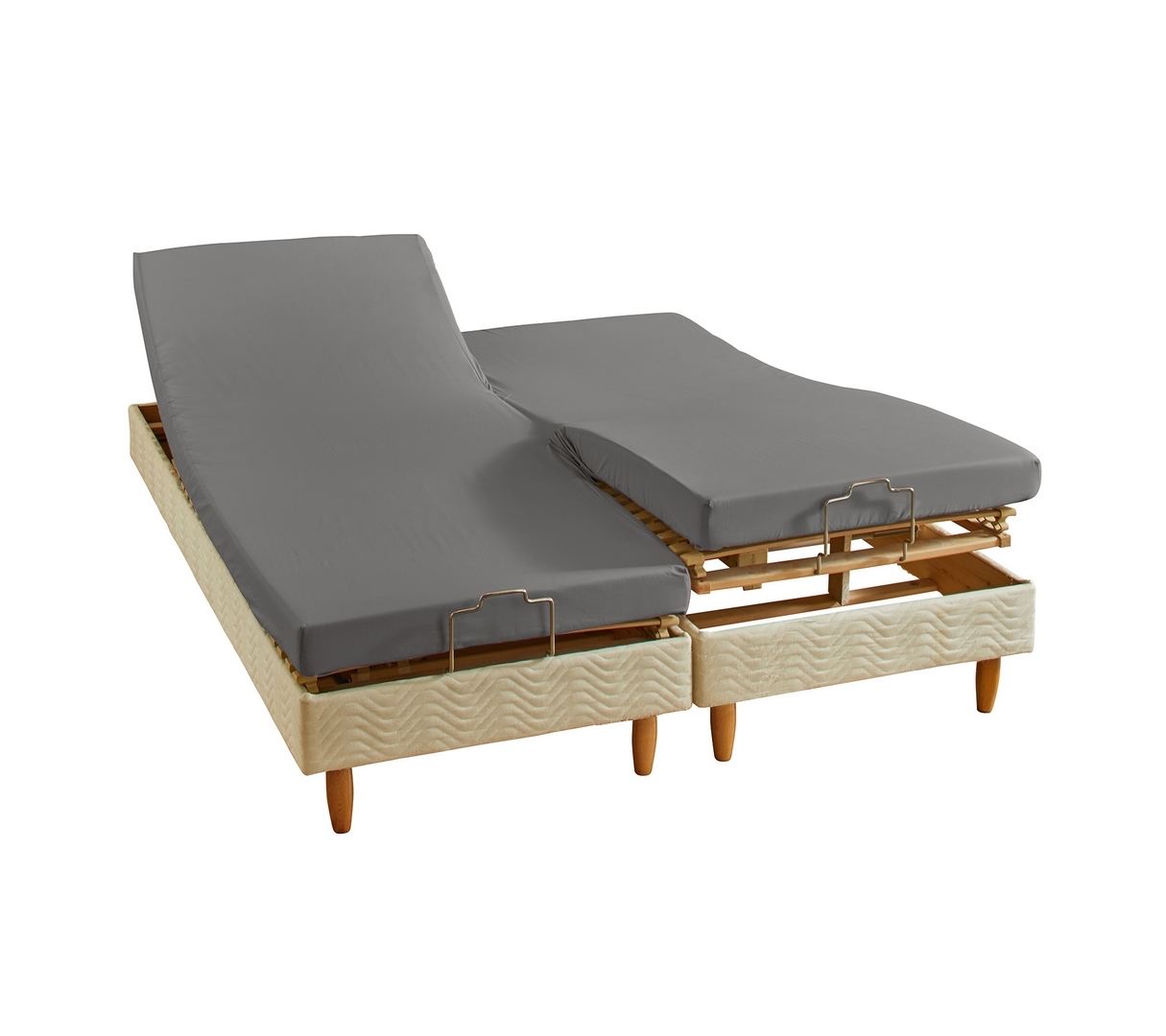 DRAP HOUSSE 4 TÊTES UNI PERCALE ACIER 