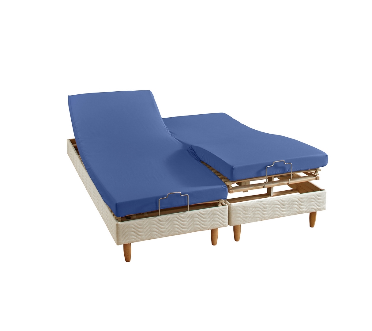 DRAP HOUSSE 4 TÊTES UNI PERCALE BLEU PAON 