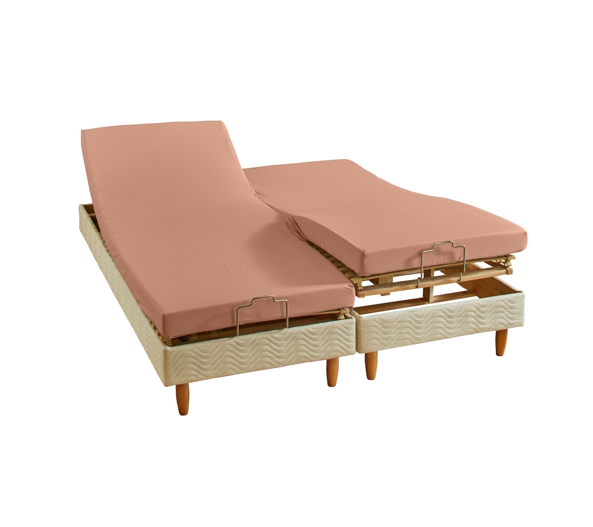 DRAP HOUSSE 4 TÊTES UNI PERCALE POUDRE 