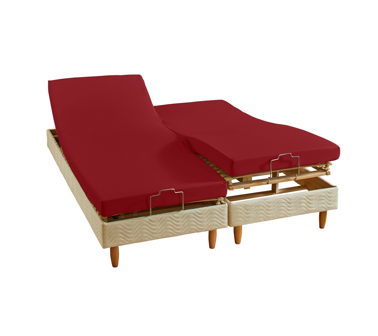 DRAP HOUSSE 4 TÊTES UNI PERCALE RUBIS 