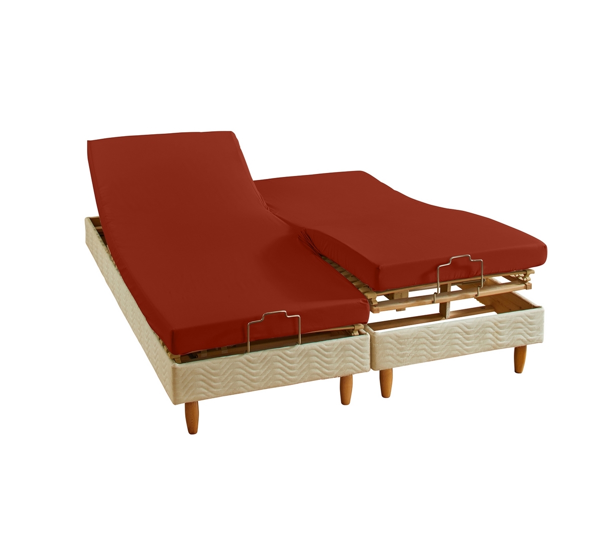 DRAP HOUSSE 4 TÊTES UNI PERCALE TERRA COTA 