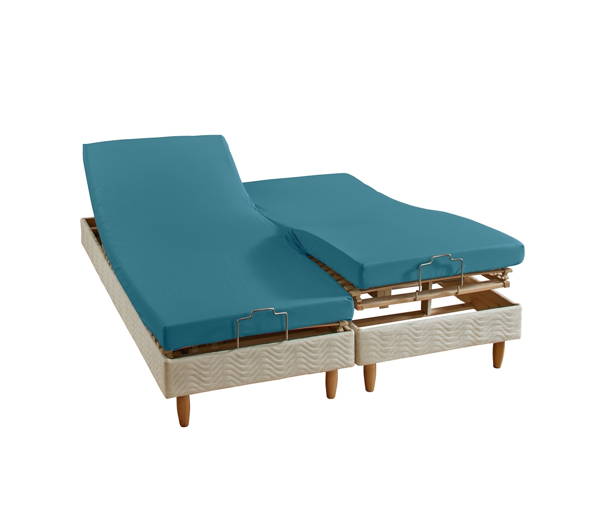 DRAP HOUSSE 4 TÊTES UNI PERCALE BLEU ROYAL 