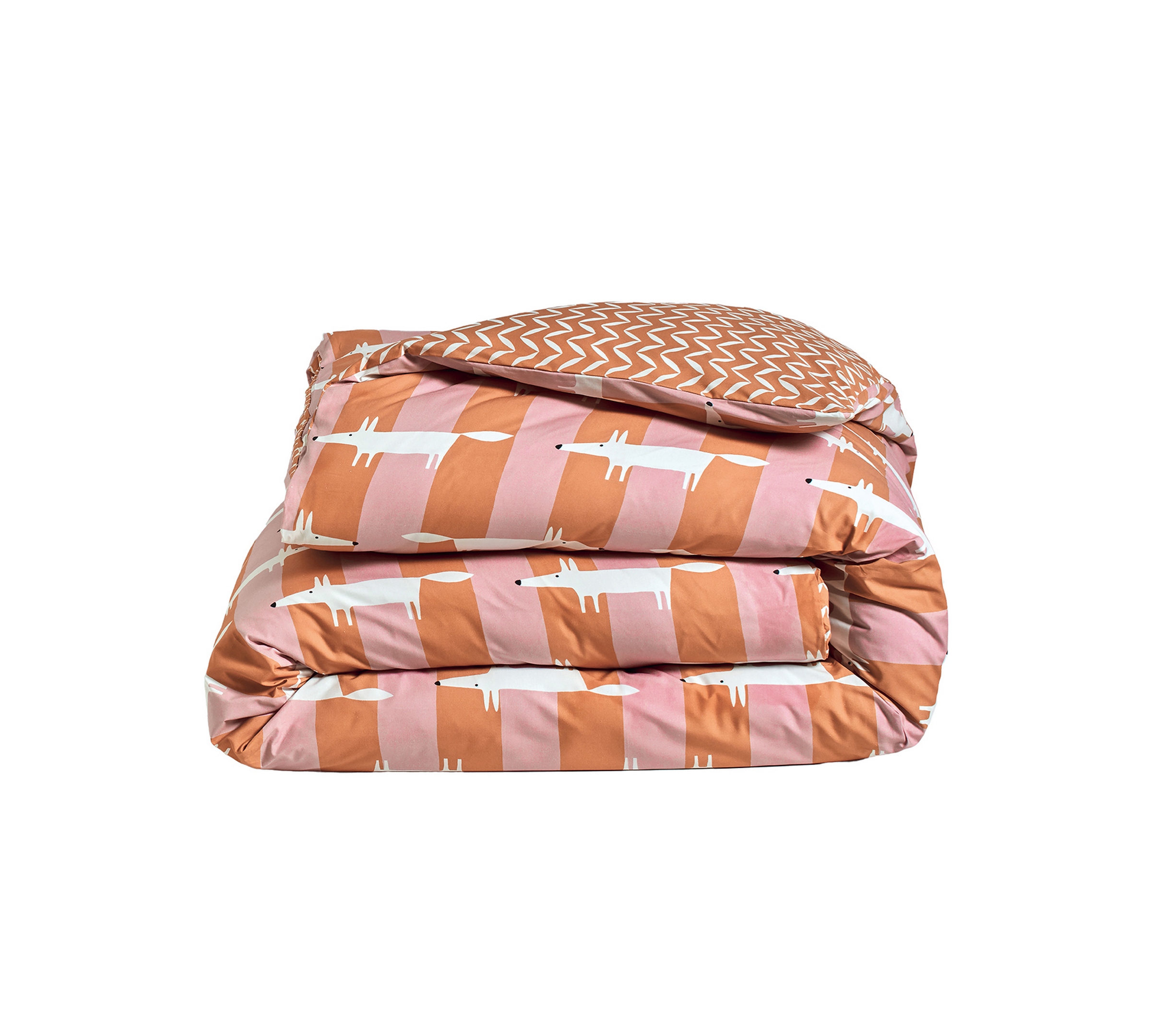 HOUSSE DE COUETTE MR FOX STRIPE CORAIL 