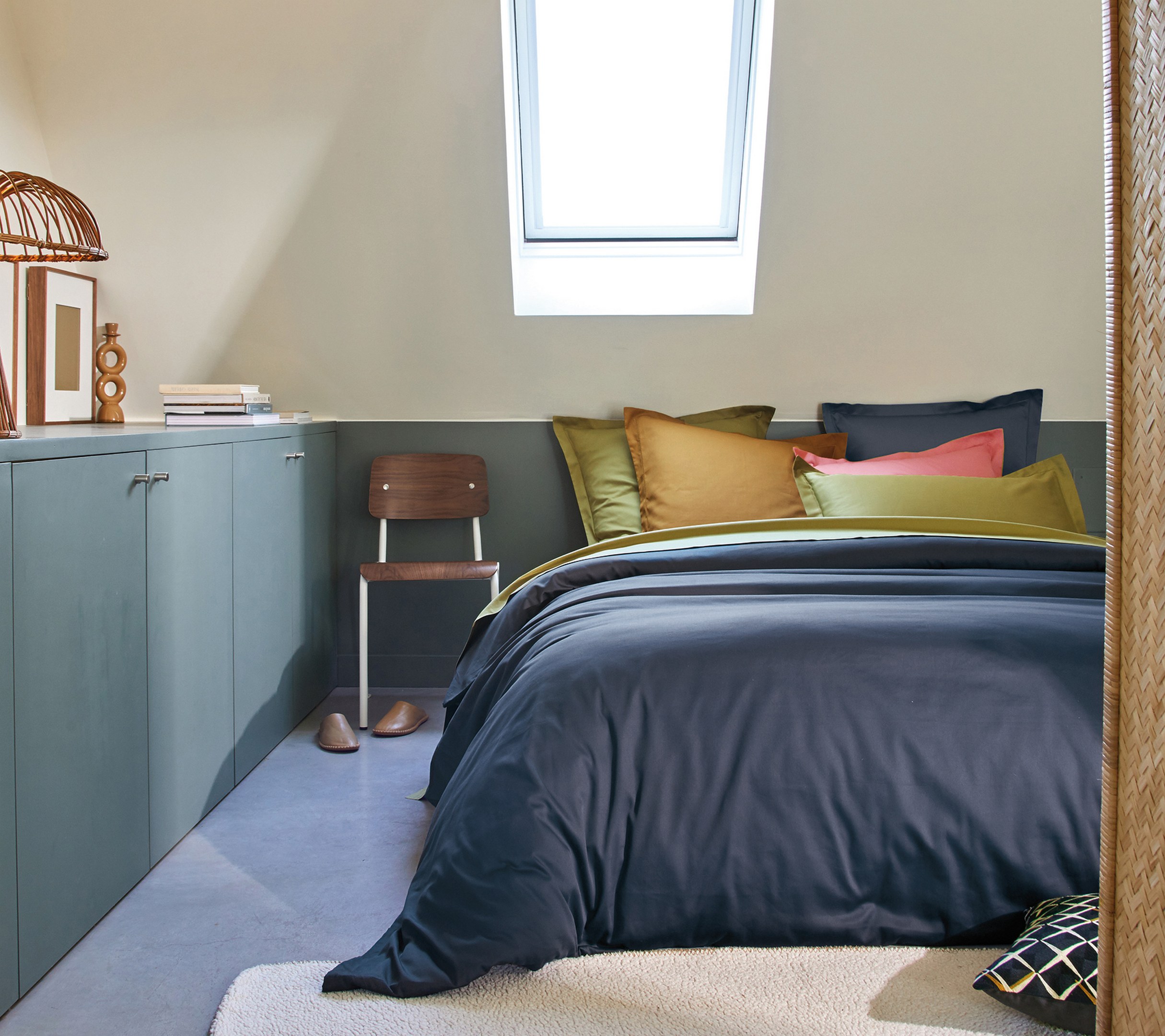 HOUSSE DE COUETTE UNI SATIN BLEU CORINTHE 
