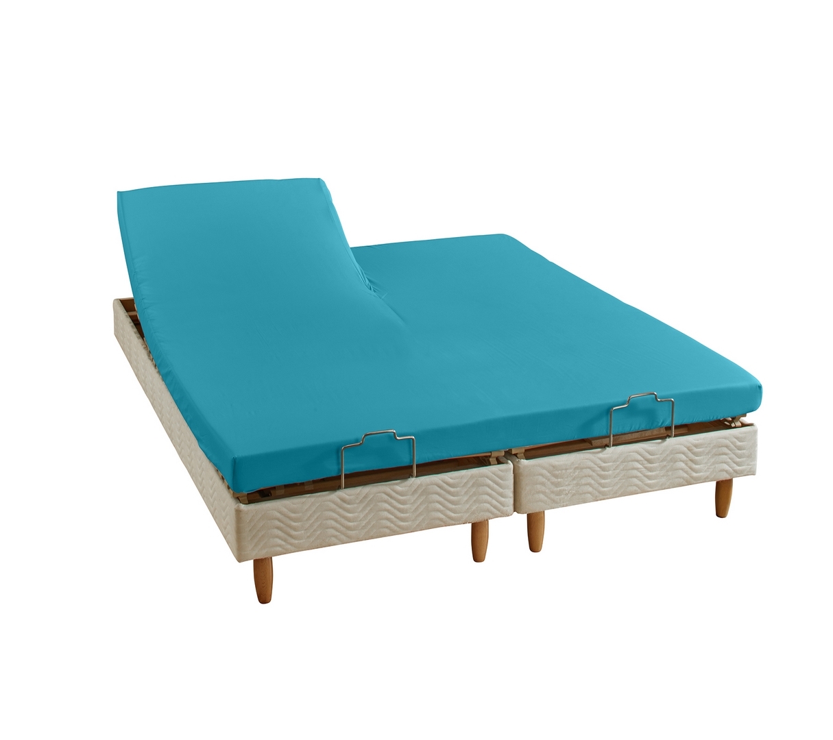 DRAP HOUSSE 2 TÊTES UNI PERCALE BLEU CANARD 